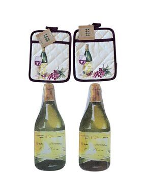 Wine Theme Kane Home Pot Holder & Trivet Set Sealed NEW